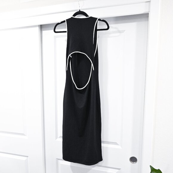 Rag & Bone Size Medium Black Midi Nora Dress with Back Cutout - Picture 2 of 8